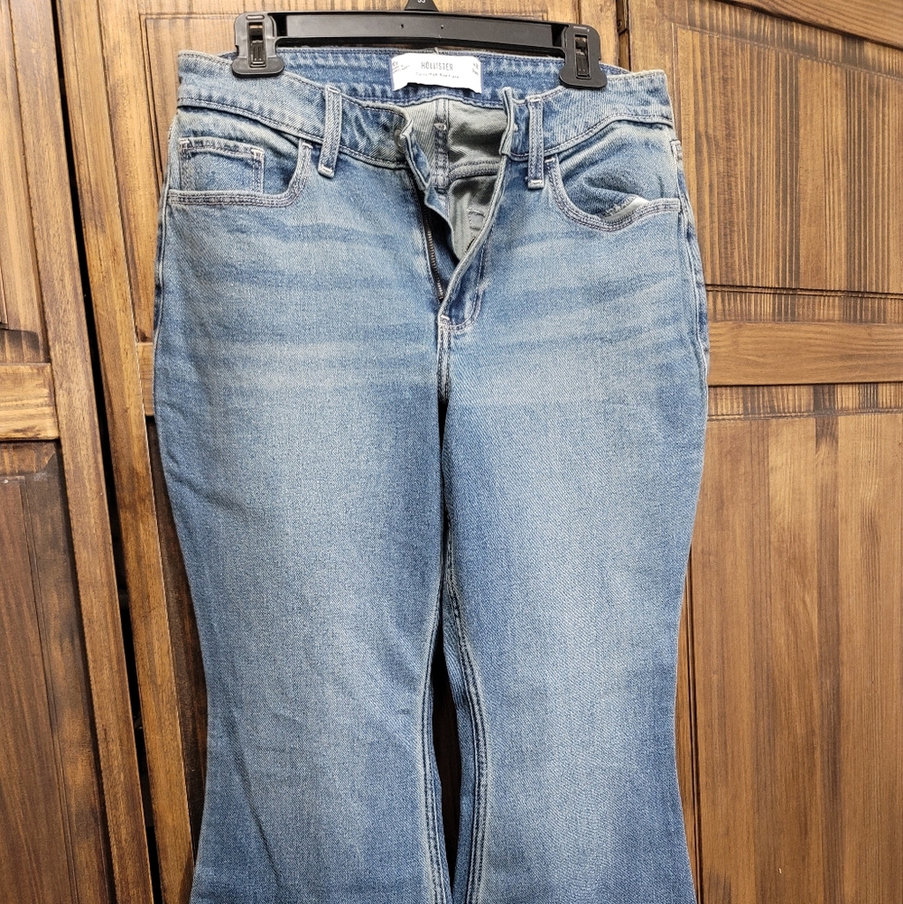 Hollister Fade Wash Curvy High Rise Flare Jeans